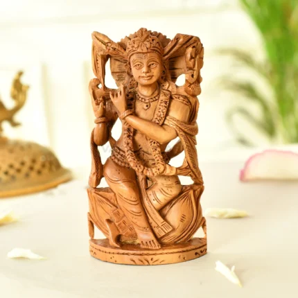 original white sandalwood Krishna statue