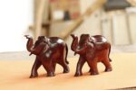 Pair of red sandalwood elephants – handmade